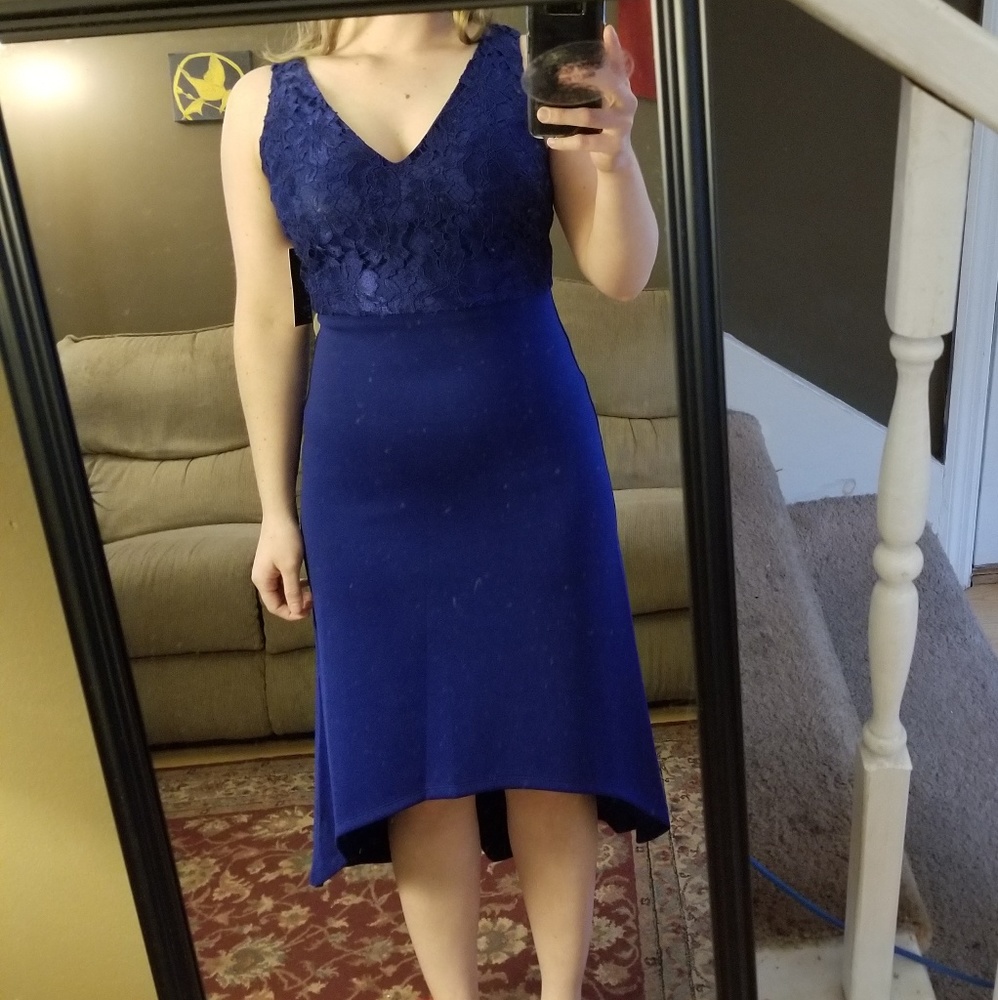 Cobalt blue hi-lo formal dress